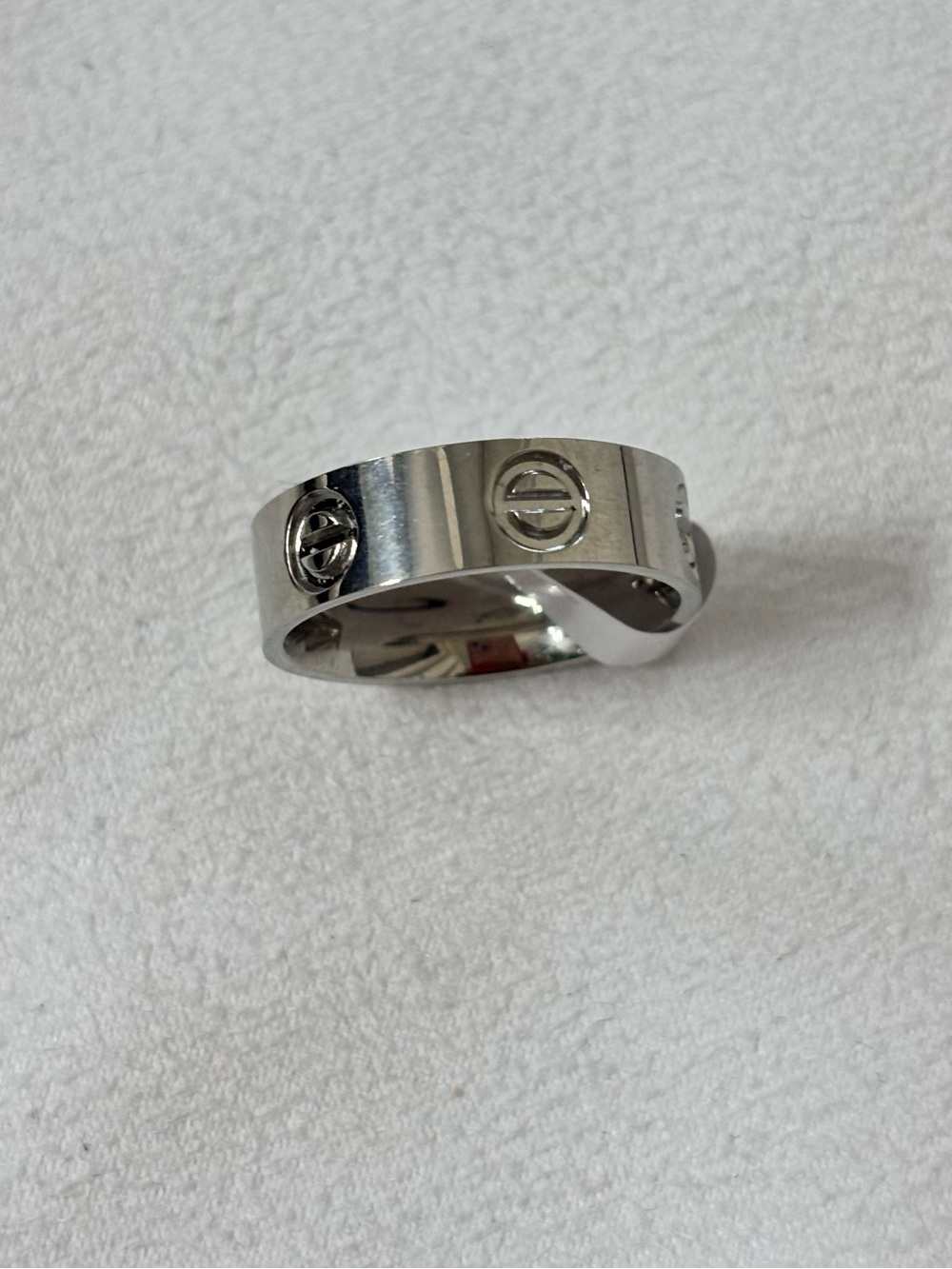 Silver Steel Screw-Motifs Band Ring